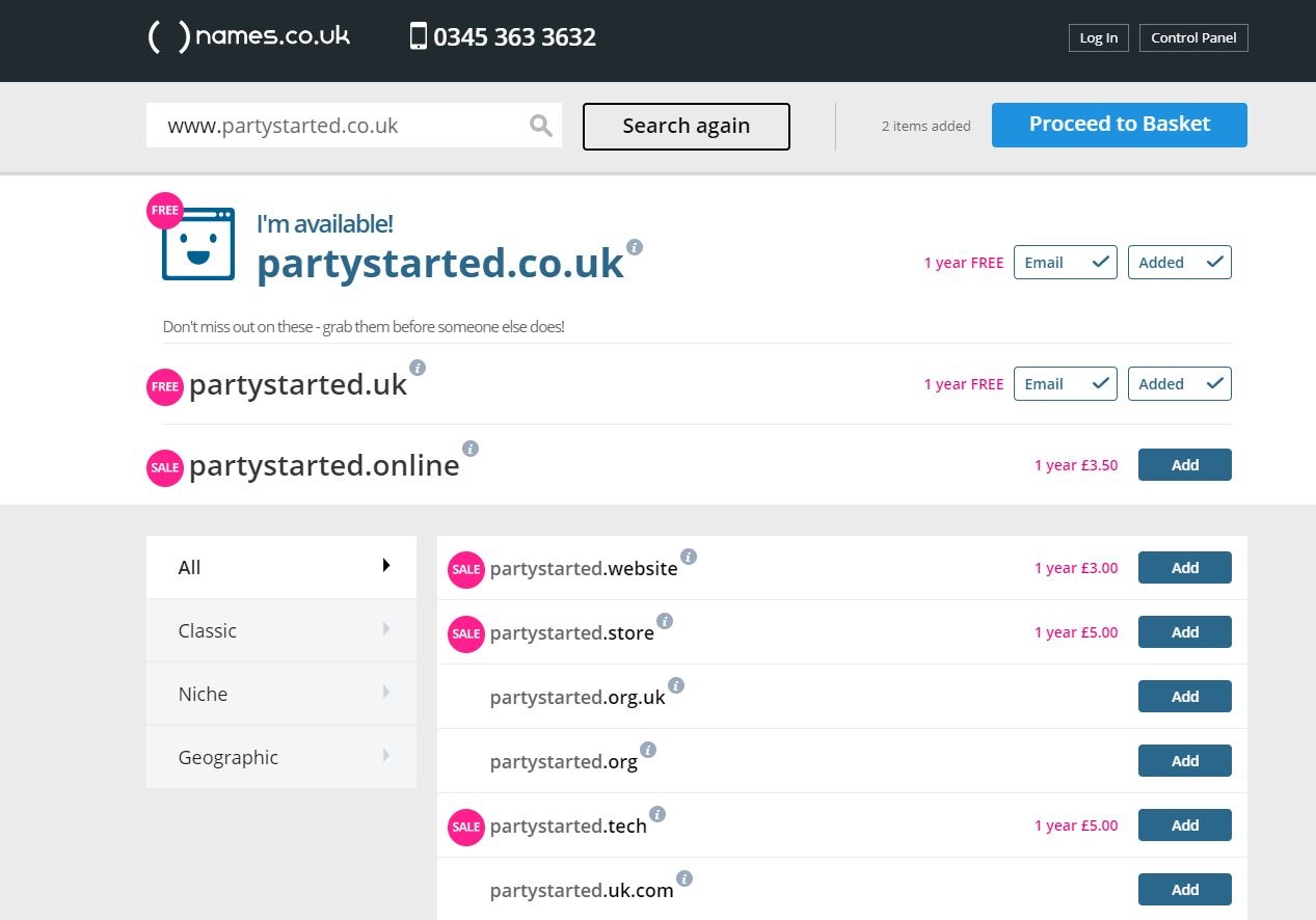 Namesco domain search